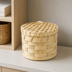 96 Pieces Handwoven Bamboo Round Storage Box with Lid, Natural, 11 x 11 x 11 cm