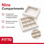 144 Pieces Chocolate Box with 9 Compartments, White, 15 x 15 x 4 cm, 1 Piece