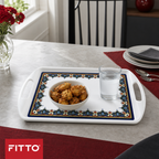 72 Pieces Melamine Rectangular Serving Trays with Handles, 22 Inch, Decorative Design 2655