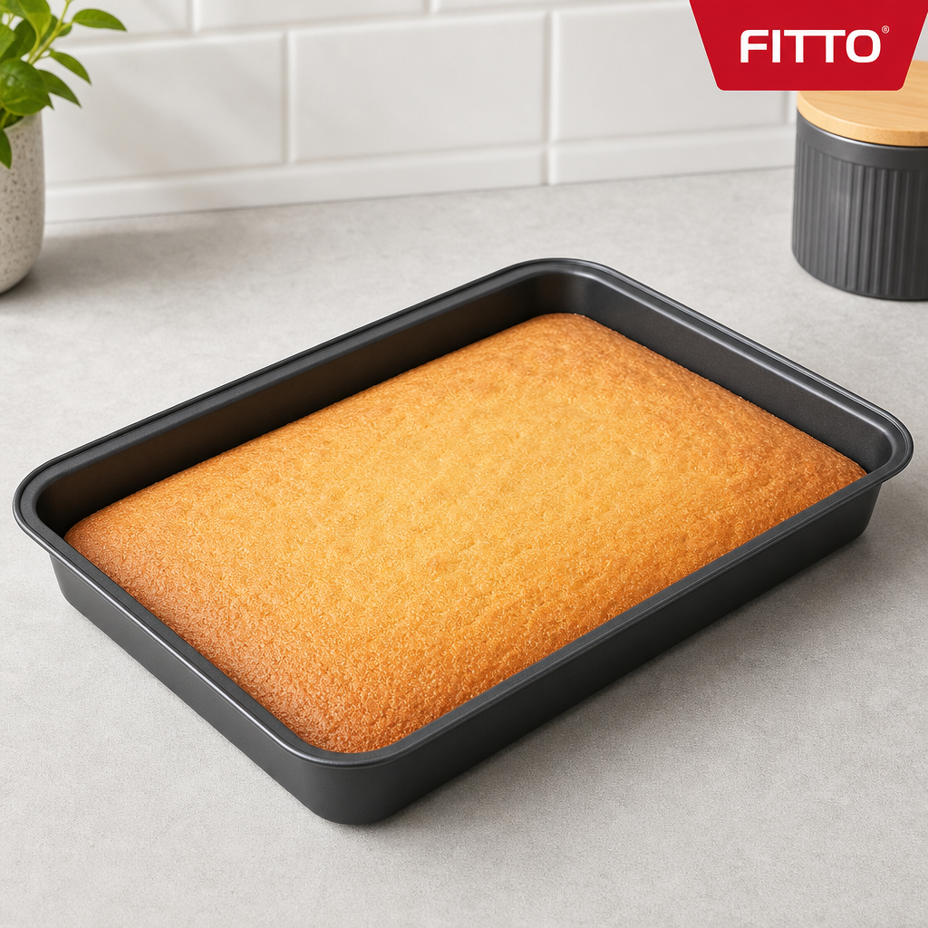 96 Pieces Rectangular Cake Baking Pan, Carbon Steel Non-Stick Cake Mold, 47 × 31 × 5.5 cm, Black, 1 Piece