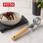 120 Pieces Ice Cream Scoops, Stainless Steel Trigger Scoop with Wooden Handle, Silver, 1 Piece