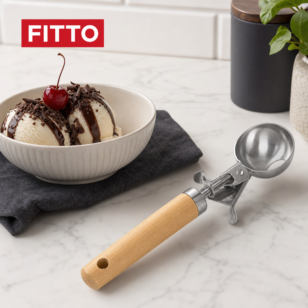 120 Pieces Ice Cream Scoops, Stainless Steel Trigger Scoop with Wooden Handle, Silver, 1 Piece
