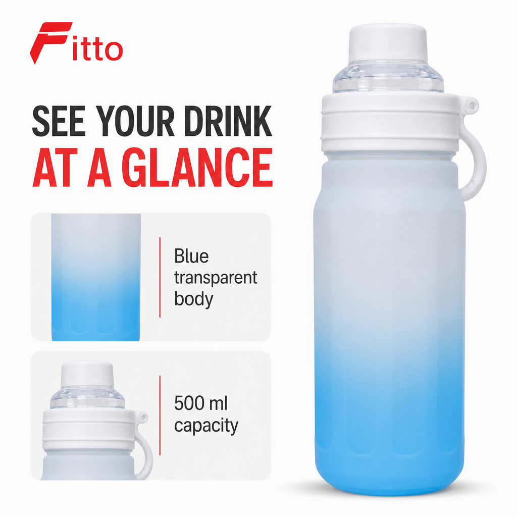 96 Pieces Blue Transparent Sports Water Bottles with Carry Cap, 500 ml, 1 Piece