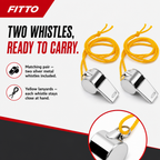 240 Pieces Sports Whistles, Silver Metal with Yellow Lanyards, 2 Pieces