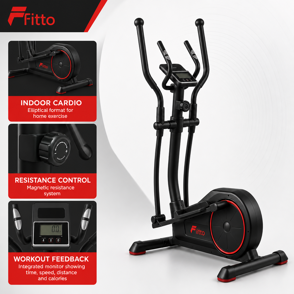 48 Pieces Elliptical Trainers with Magnetic Resistance, Digital Monitor and Heavy-Duty Frame, 120 kg User Weight