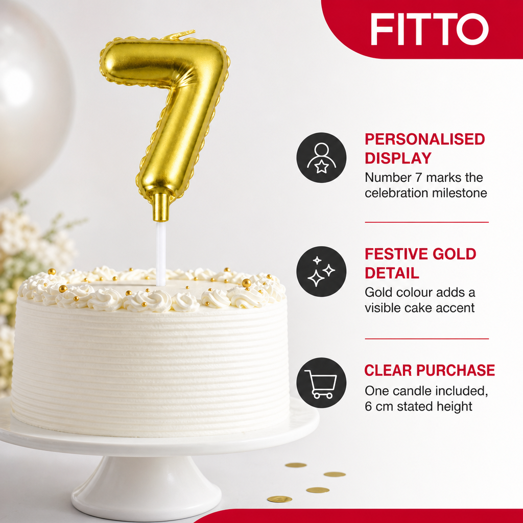 240 Pieces Gold Number 7 Birthday Cake Candle, 6 cm