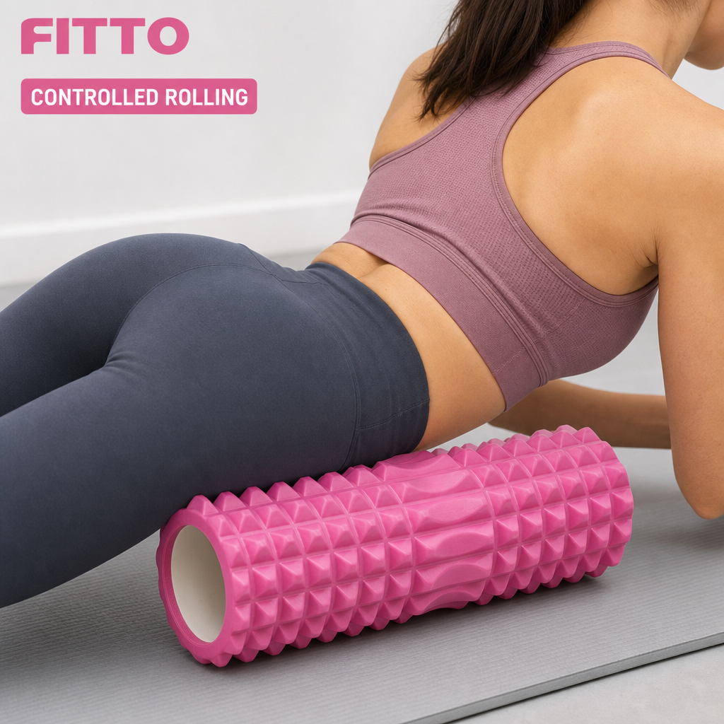 96 Pieces Textured Yoga Roller, 33 cm, Pink, Cylindrical Exercise and Recovery Roller