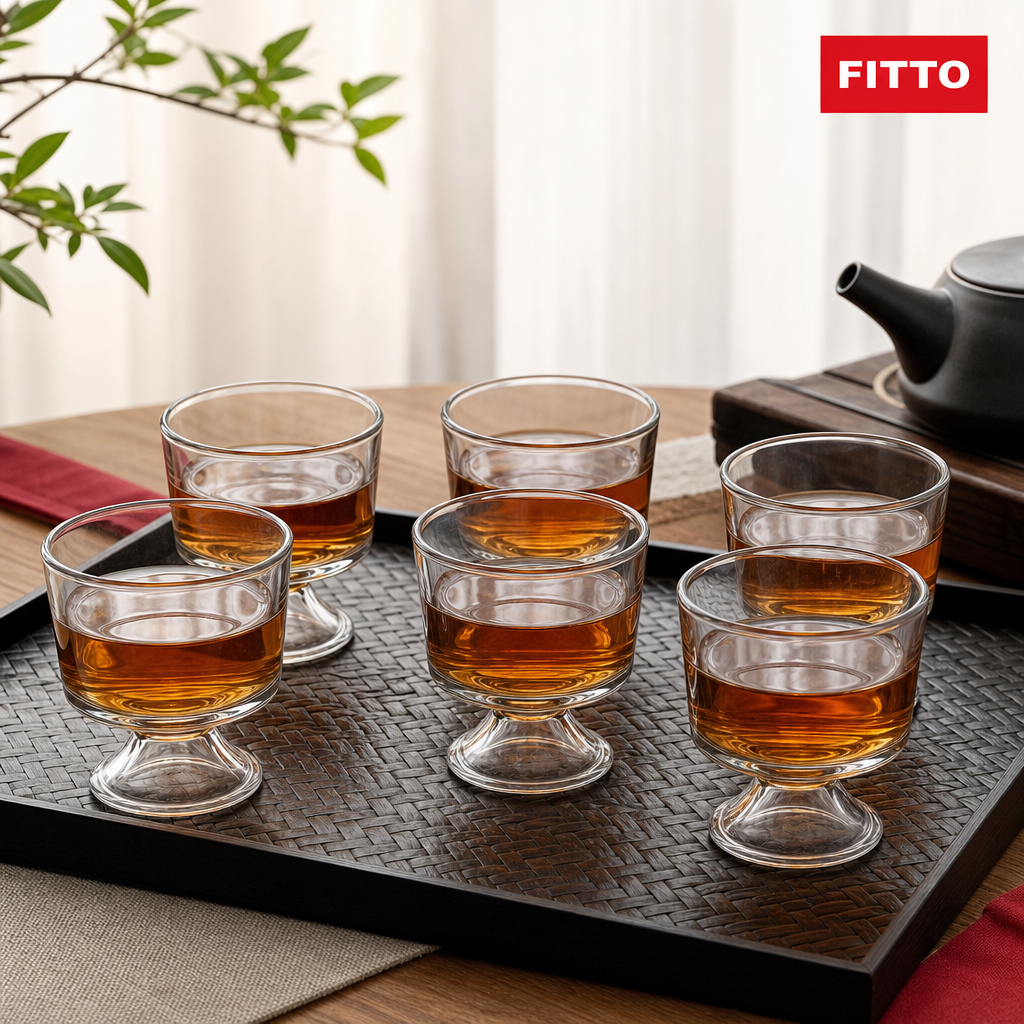 96 Pieces Glass Tea Cups Set, 145 ml Clear Drinkwares, 6 Pieces
