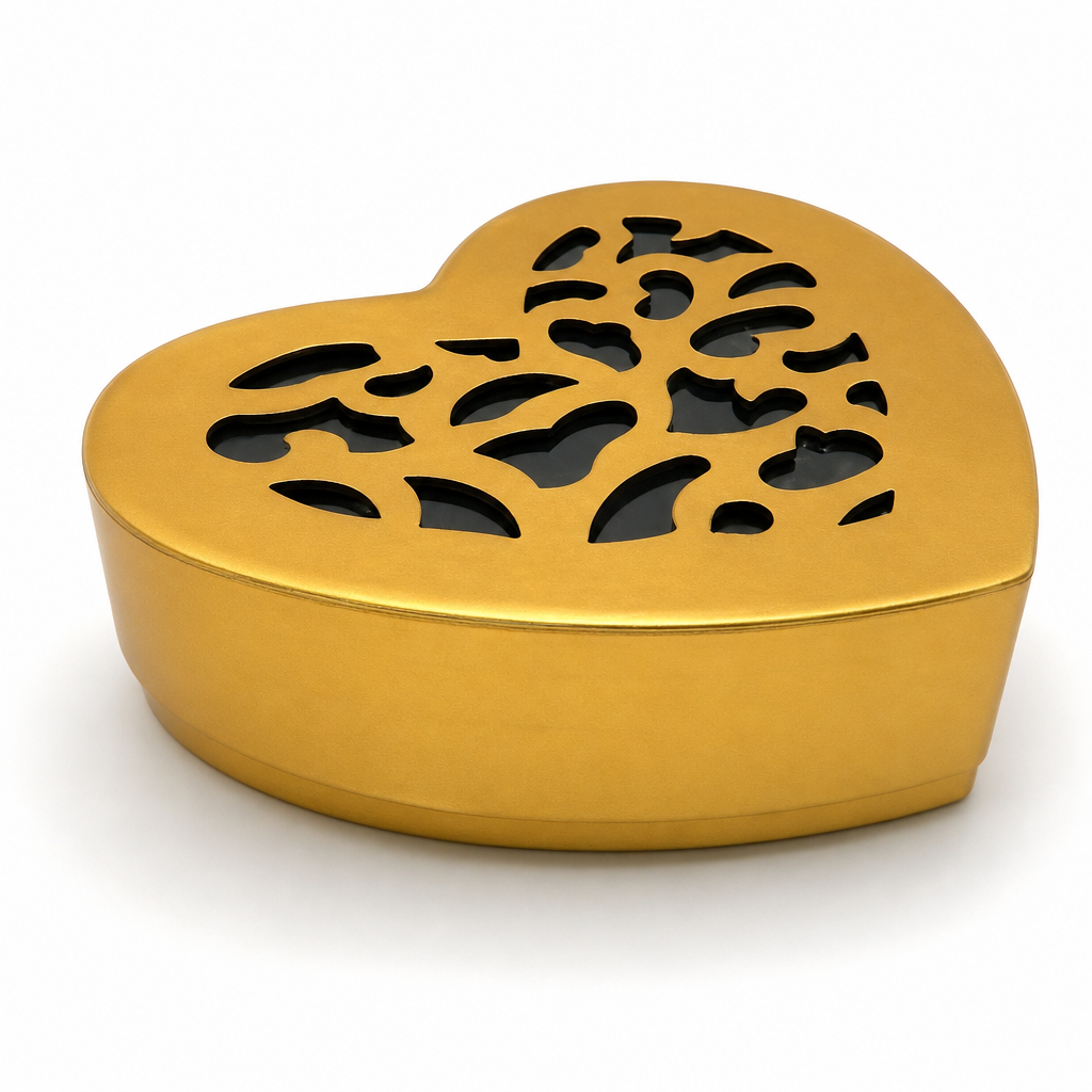 240 Pieces Heart-Shaped Boxes with Ornate Cutout Lid, Gold Finish, 14 x 13 x 4 cm, 1 Piece