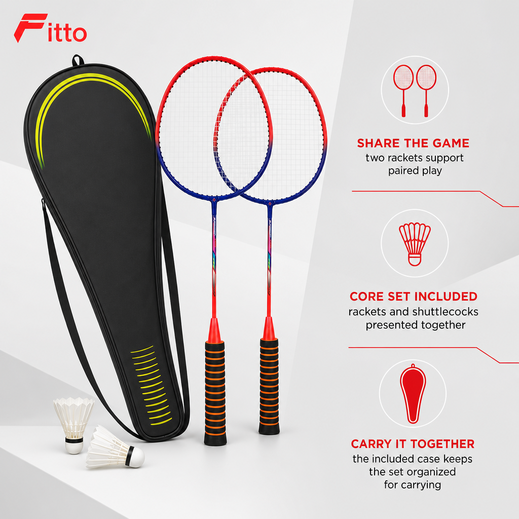 72 Pieces Badminton Racket Set with 2 Rackets, Shuttlecocks and Carry Case