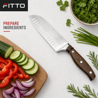 72 Pieces Santoku Knife, Wooden Handle, 7 Inch Kitchen Cutting Tool, Single Piece