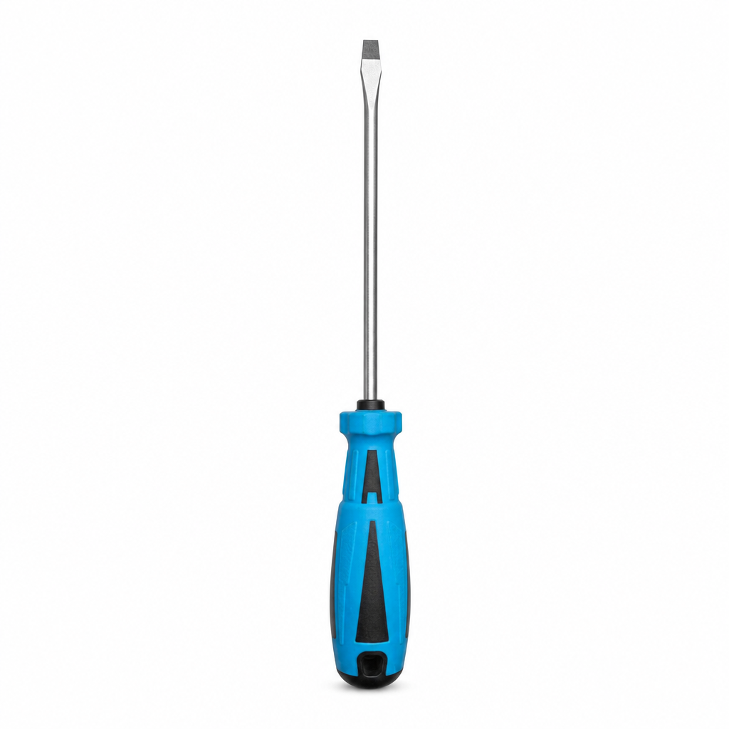 144 Pieces Long Flathead Screwdriver with Comfort Grip, 35 cm, Blue Black Silver, 1 Piece