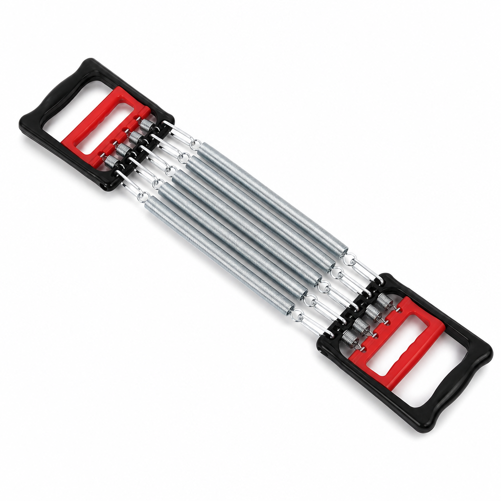 96 Pieces Chest Expanders Puller with Handles, 5-Spring Resistance Trainer, Black and Red, 1 Piece