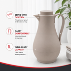 72 Pieces Vacuum Flask 1-Litre, Curved Beige or White Beverage Server with Handle and Pour Spout, 1 Piece