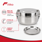 96 Pieces Stainless Steel Lunch Box with Plate, Round 9.7 cm Food Storage Containers