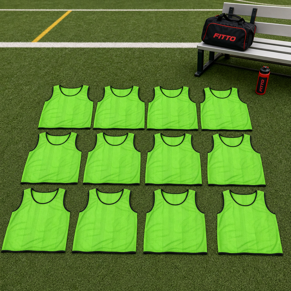48 Pieces Mesh Sports Training Bib Vest, Standard Size, Green, 12-Piece Pack