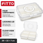 96 Pieces Food Storage Containers, Clear 4-Compartment Box with Locking Lid, 29 × 22 × 7 cm
