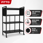 48 Pieces Black Multi-Tier Storage Shelf with Caster Wheels, 1 Piece