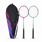 72 Pieces Badminton Racket Set with Carry Bag, 2-Piece, Purple and Green