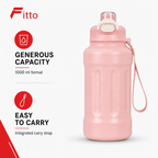 72 Pieces Sports Water Bottles with Carry Strap, 1000 ml, Pink
