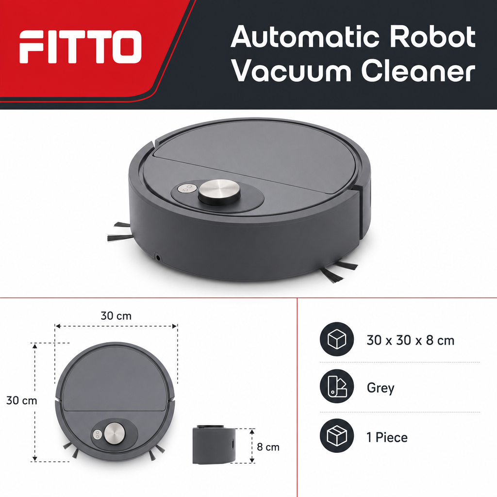 96 Pieces Automatic Robot Vacuum Cleaners, Grey, 1 Piece, 30 x 30 x 8 cm