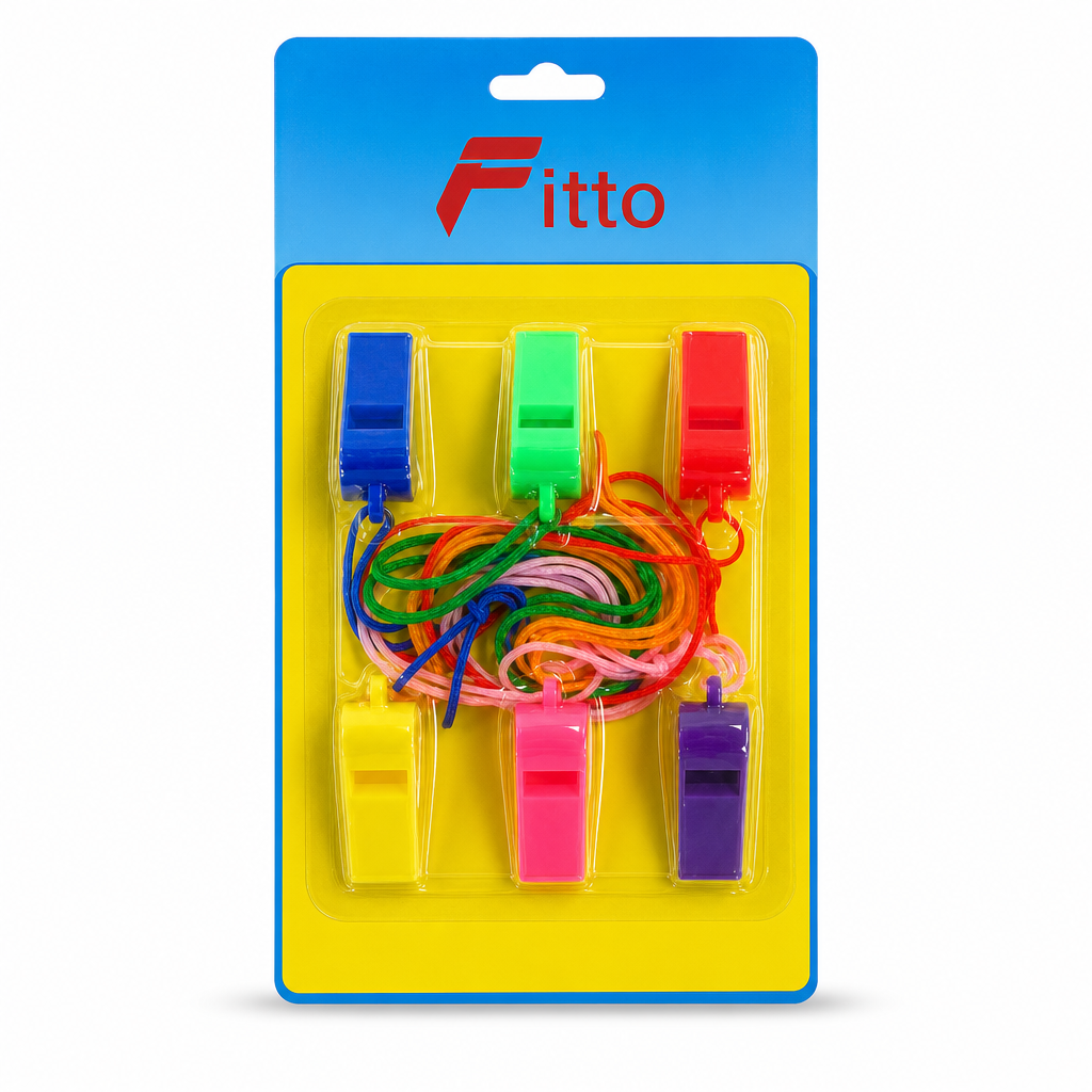 240 Pieces Assorted Colour Plastic Whistles with Neck Strings, 6 Pieces for Parties, Events and Group Activities