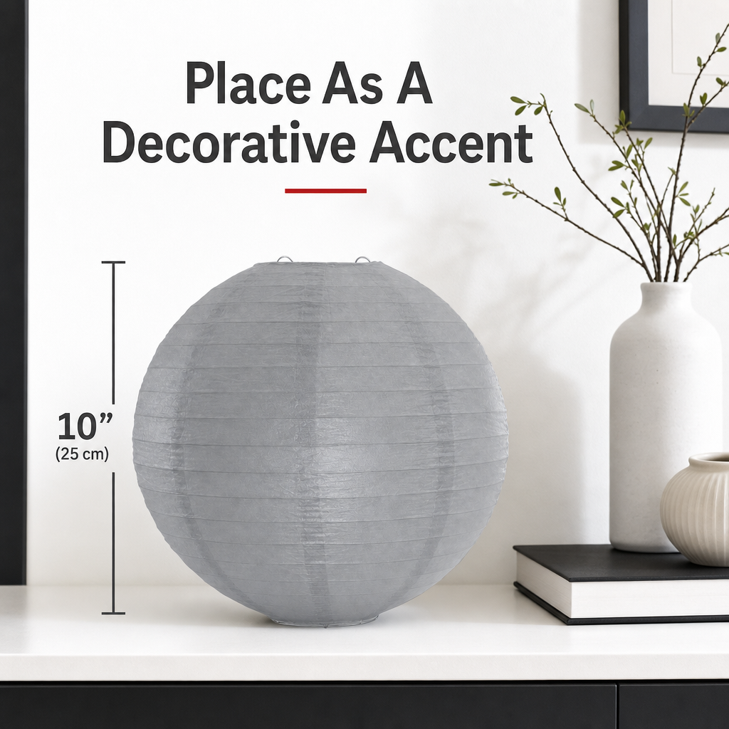 144 Pieces Silver Paper Wire Lanterns, 10 Inch Round Decorative Hanging Ornament, 1 Piece