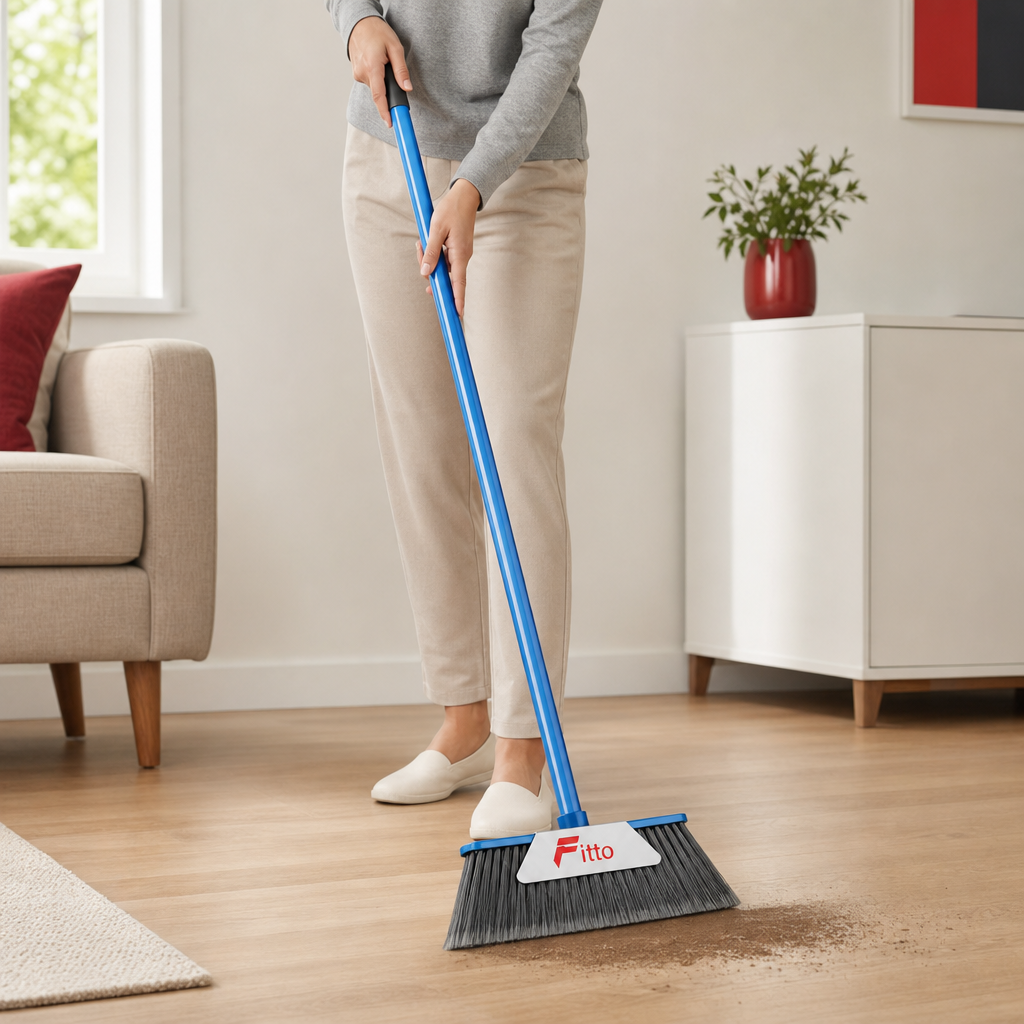 96 Pieces Angle Broom with Iron Handle, 120 cm, Assorted Colour