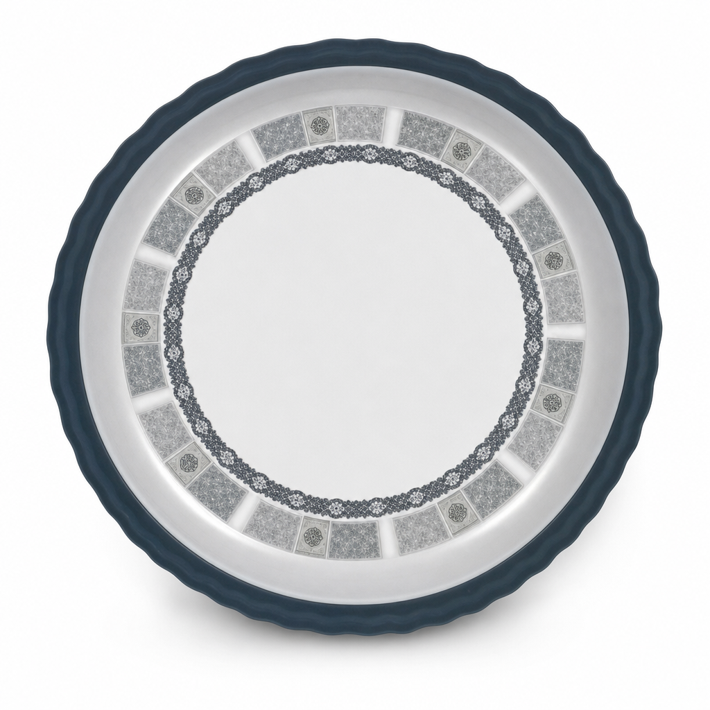 96 Pieces Melamine Round Wavy Serving Trays, 30 cm