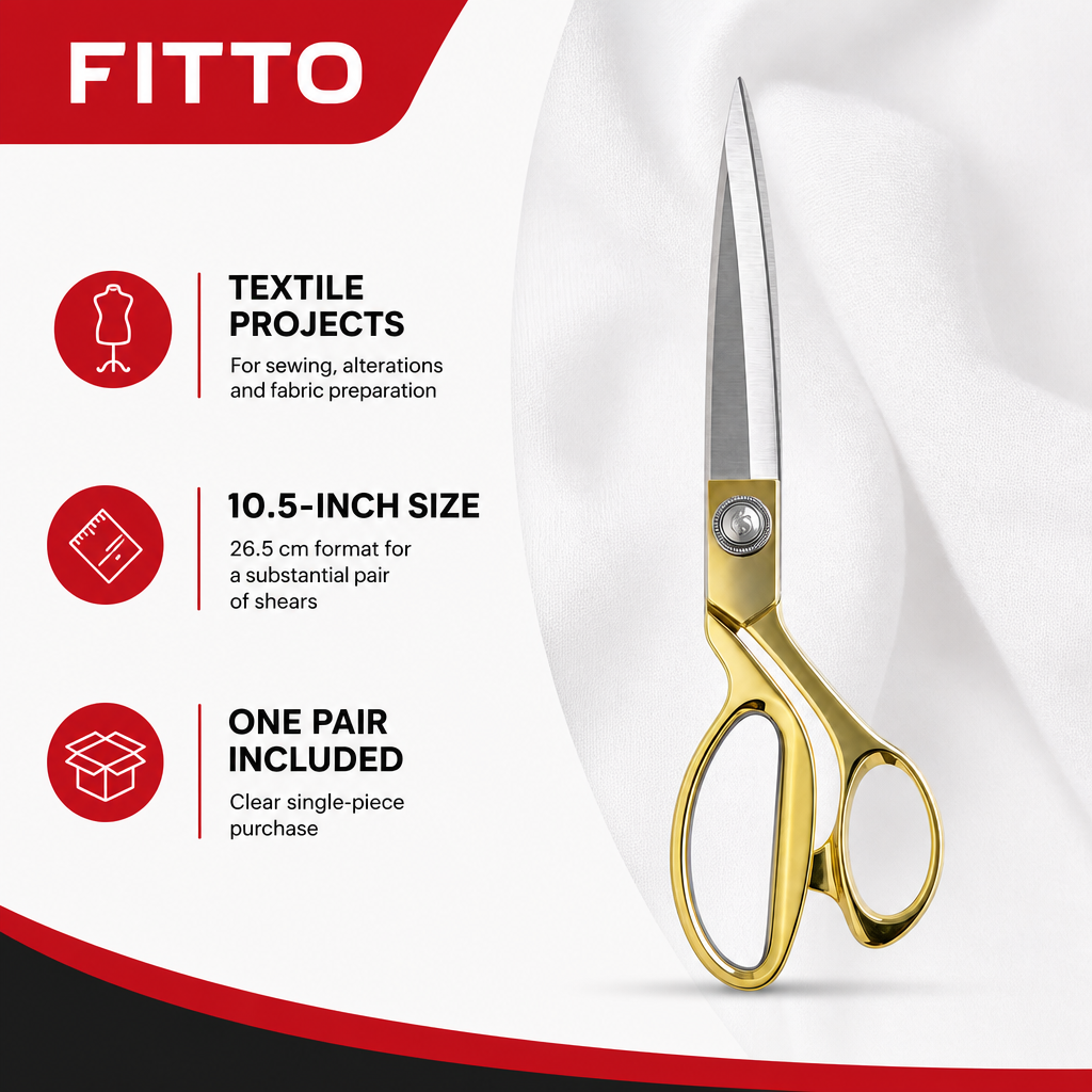 96 Pieces Tailor Scissors, 10.5 Inch 26.5 cm, Gold and Silver Finish, 1 Piece