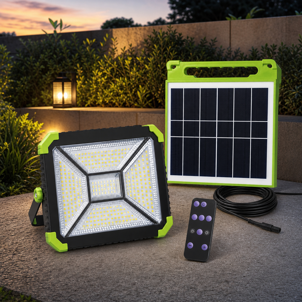 48 Pieces Solar LED Flood Light with Separate Solar Panel and Remote Control, Outdoor Garden Lighting, 1 Piece