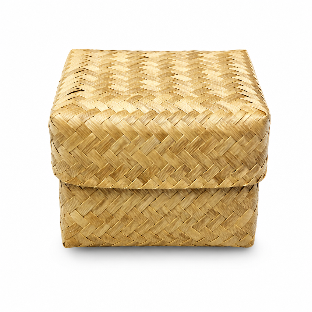 96 Pieces Handwoven Bamboo Square Storage Box with Lid, Natural Finish, 3 x 3 Inch