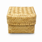 96 Pieces Handwoven Bamboo Square Storage Box with Lid, Natural Finish, 3 x 3 Inch