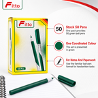 96 Pieces Ball Pens, Green, 50-Pack