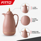 60 Pieces Plastic Vacuum Flask with Glass Refill, 1 Litre, Rose Pink