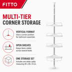 60 Pieces White Multi-Tier Corner Shower Caddy and Bathroom Storage Shelf, 1 Set