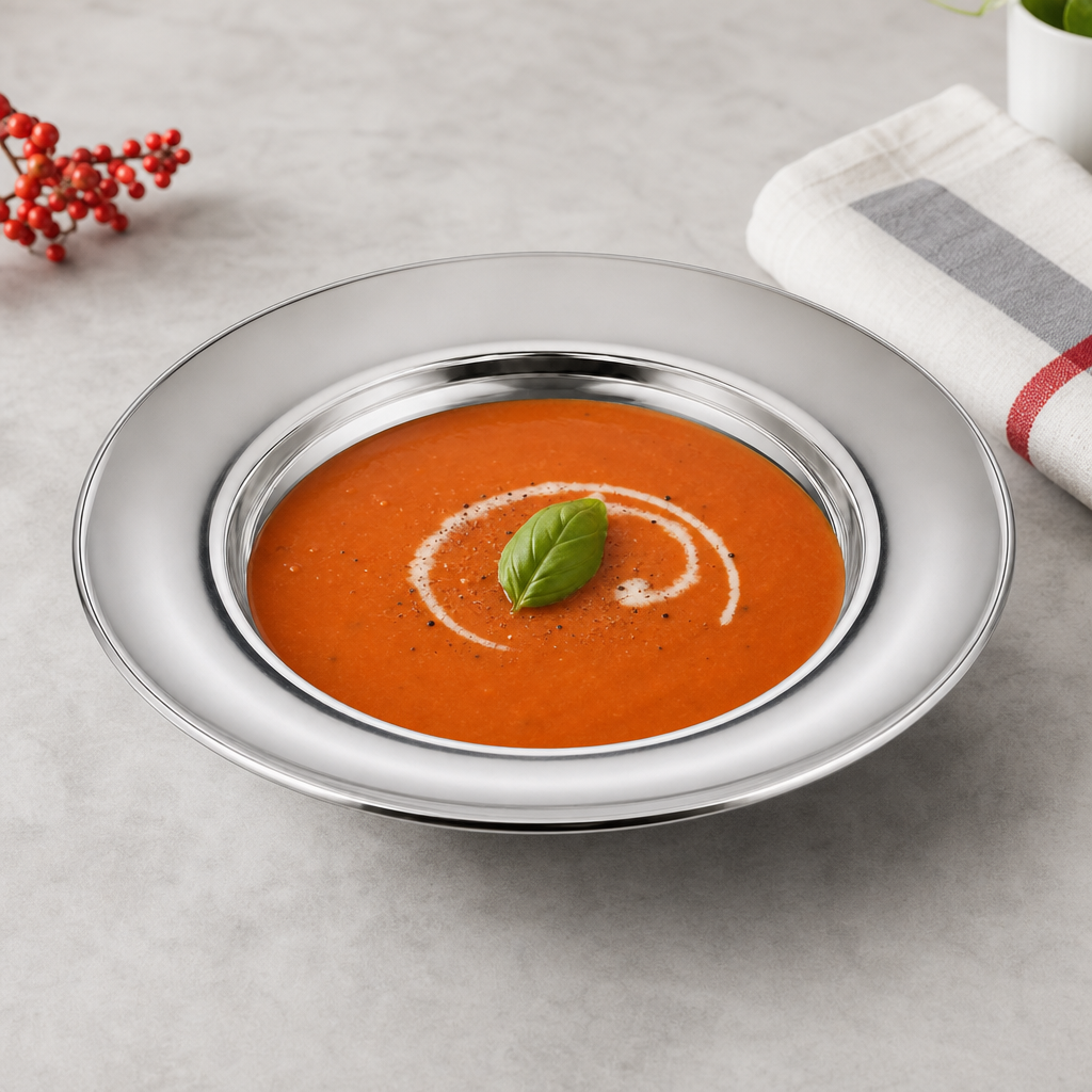 96 Pieces Stainless Steel Soup Plate, 26 cm, Round Deep Dish Tablewares for Soup and Serving