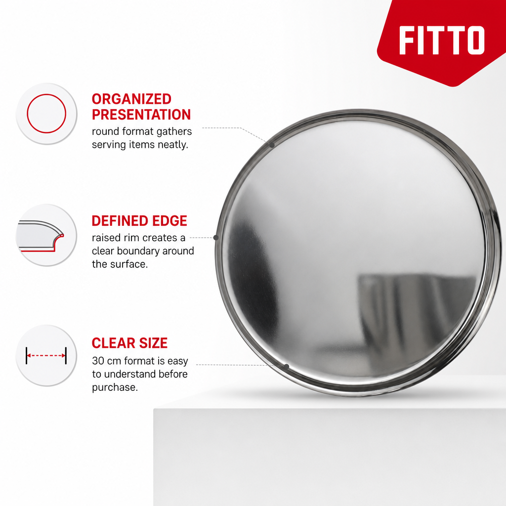 72 Pieces Stainless Steel Dinner Tray, 30 cm Round Serving Trays for Tableware