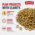 120 Pieces Gold Colour 4.8 mm Eyelets, 250 Pieces for Craft and Paper Projects