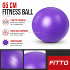 96 Pieces Exercise Ball for Fitness and Yoga, Purple PVC Stability Ball, 65cm, 2mm Thickness, 330 lb Capacity
