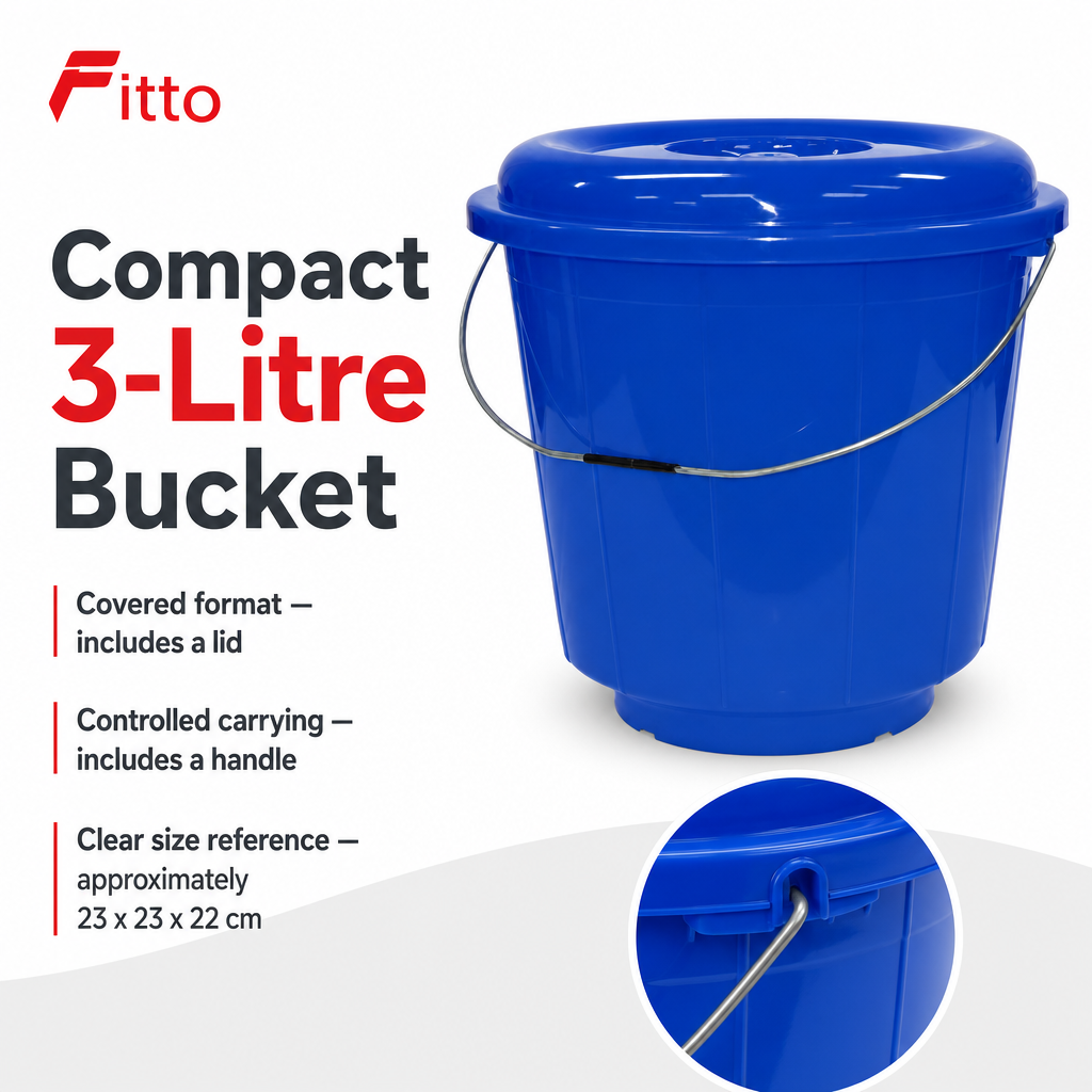 120 Pieces Plastic Bucket with Lid and Carry Handle, 3 Litre, Blue