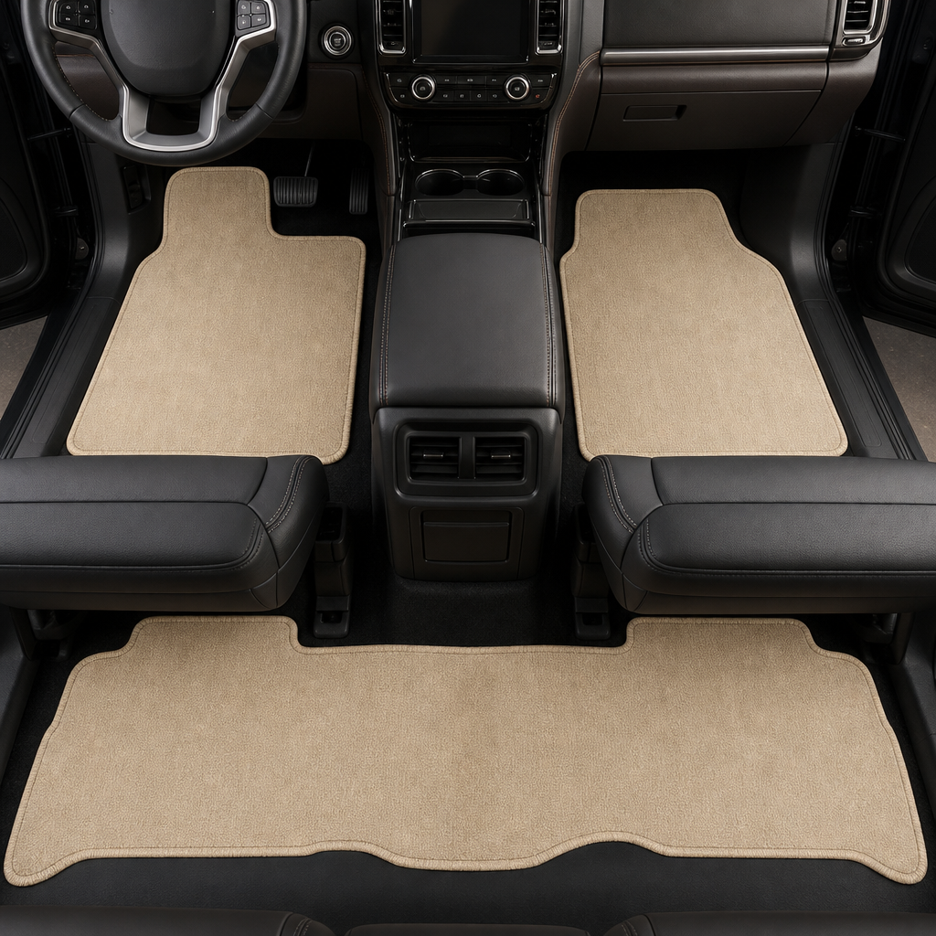 48 Pieces Thick Carpet Universal SUV Floor Mat Set, Beige, 3-Piece