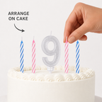 144 Pieces LED Happy Birthday Number 9 Cake Candle Set with Four Candles, 9 cm