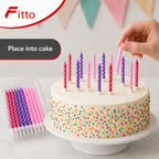 120 Pieces Dotted Birthday Candles with Holders, 24 Pieces, Red Purple Pink