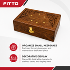96 Pieces Carved Wooden Keepsake Box with Brass Latch, 7 x 5 Inch