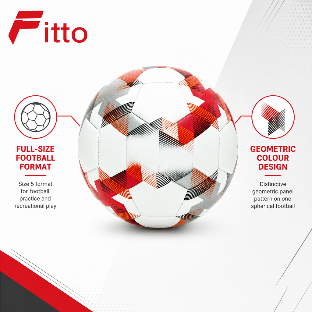 72 Pieces Football Size 5 With Geometric Colour Design, Single Ball For Training And Recreational Play