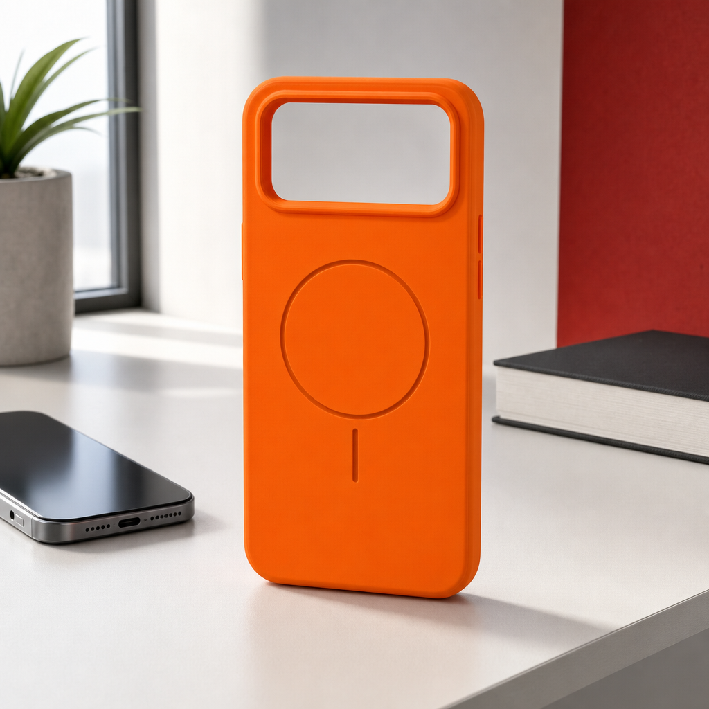 120 Pieces Silicone Magnetic Phone Cases with Raised Camera Protection, Orange