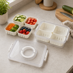 96 Pieces Food Storage Containers, Clear 4-Compartment Box with Locking Lid, 29 × 22 × 7 cm