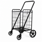 48 Pieces Black Metal Grocery Shopping Trolleys with Basket and Four Wheels, 1 Unit