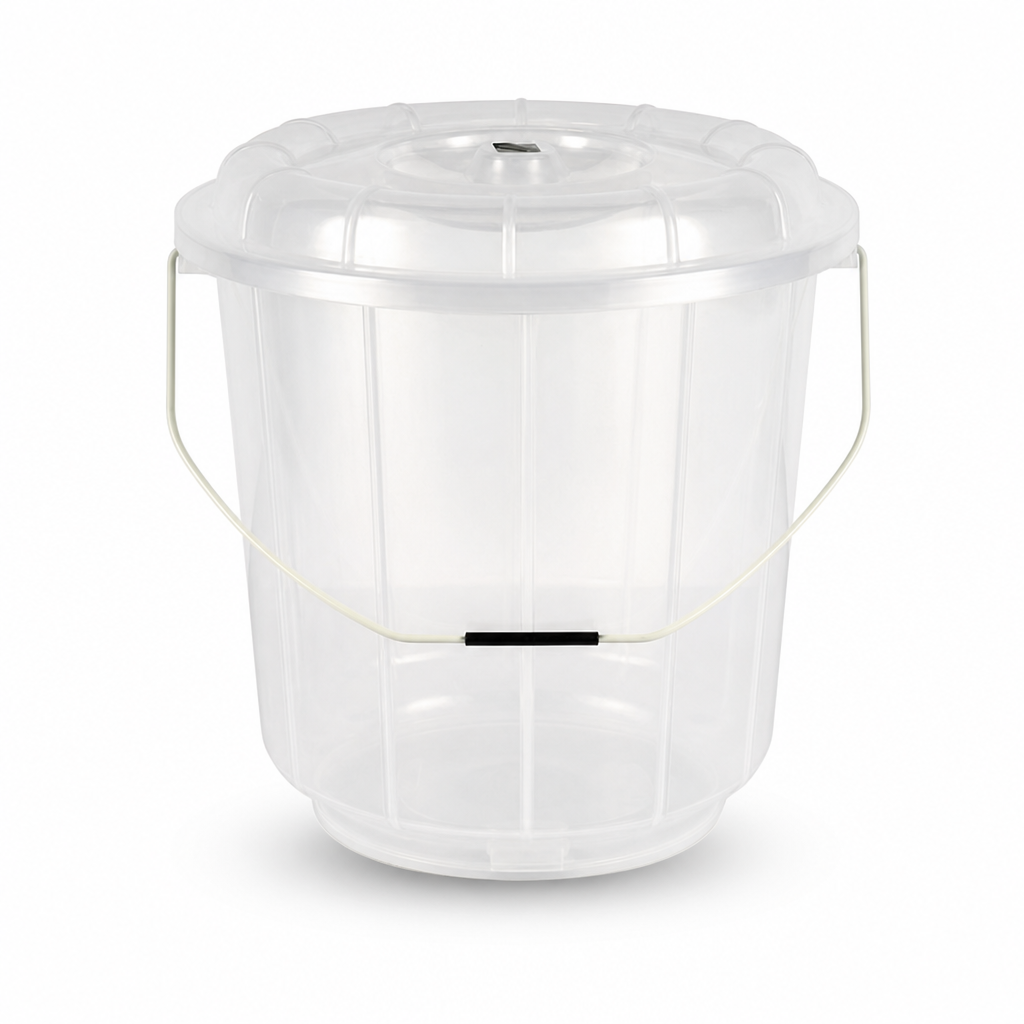 120 Pieces Transparent Plastic Bucket with Lid and Carry Handle, 3 Litre Household Pail